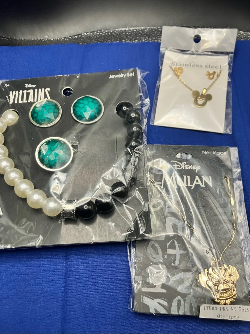 Disney Mulan & Villains Jewelry Set - Gold, Teal, Black, White